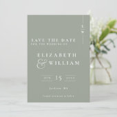 Save The Date Sage Green Moderne Monogramme Mariage photo (Debout devant)