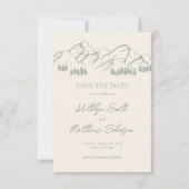 Save The Date Sage Green Mountain Pine Tree Mariage extérieur (Devant)