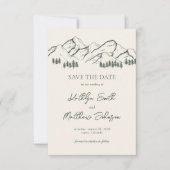 Save The Date Sage Green Mountain Pine Tree Mariage extérieur (Devant)