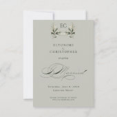 Save The Date Sage Green Olive Branch Monogram Photo Wedding (Dos)