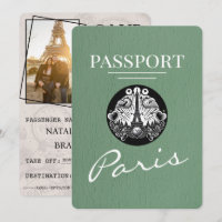 Sage Green Paris Passport Enregistrer La Date