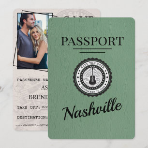 Save The Date Sage Green Passeport De Nashville Enregistrer La D
