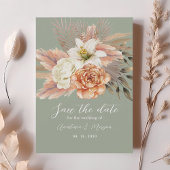 Save The Date Sage Green Peach Floral Enregistrer la date