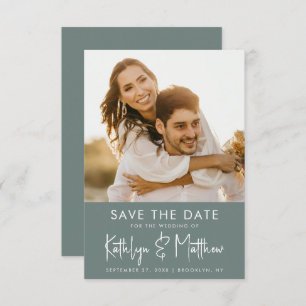 Save The Date Sage Green Photo moderne minimaliste Mariage