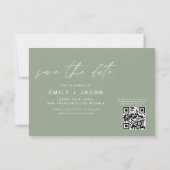 Save The Date Sage Green QR Code Enregistrer la date 3 Photo Ele (Dos)