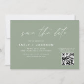 Save The Date Sage Green QR Code Enregistrer la date Modern 3 Ph (Dos)
