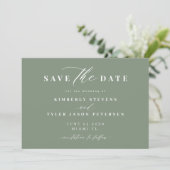 Save The Date Sage green QR code simple elegant wedding  (Debout devant)
