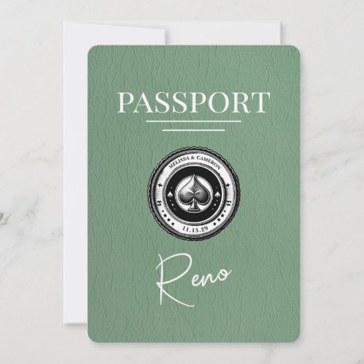 Save The Date Sage Green Reno Passeport Enregistrer La Date (Devant)