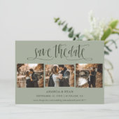 Save The Date Sage Green Script Mariage Photo Enregistrer La Dat (Debout devant)