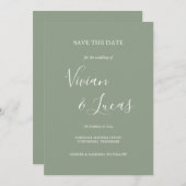 Save The Date Sage Green Script Wedding Enregistrer la date (Devant / Derrière)