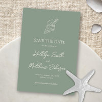 Sage Green Shell Beach Ocean Destination Mariage