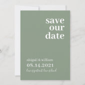Save The Date Sage Green Simple Moderne Non Photo Mariage (Devant)
