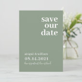 Save The Date Sage Green Simple Moderne Non Photo Mariage (Debout devant)