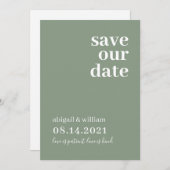 Save The Date Sage Green Simple Moderne Non Photo Mariage (Devant / Derrière)