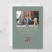 Save The Date Sage green trendy script two photo wedding (Dos)