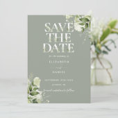 Save The Date Sage Green Typographie florale Mariage photo (Debout devant)