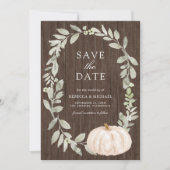 Save The Date Sage Green White Citrouille Wood Mariage Photo (Devant)