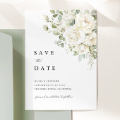 Save The Date Sage Green White Floral Photo Wedding