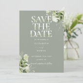 Save The Date Sage Greenery Floral Typographie Mariage (Debout devant)