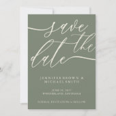 Save The Date Sage Greenery Mariage Personnalisé Photos Calligra (Devant)