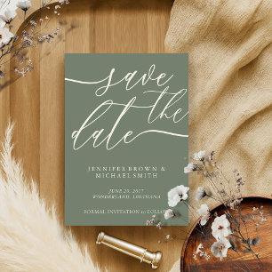 Save The Date Sage Greenery Mariage Personnalisé Photos Calligra