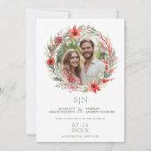 Save The Date Sage Luxury Initials Floral Red Shades Round Photo (Devant)