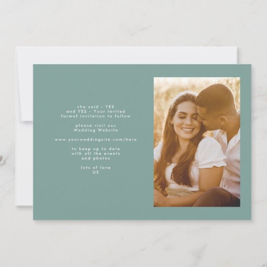 Save The Date Sage Main écrite Photo moderne Green Sea Mousse (Dos)