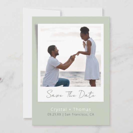 Save The Date Sage Modern Mariage Photo (Devant)