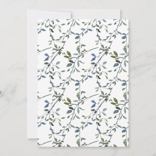 Save The Date Sage Silver Green Floral Ajouter Image Enregistrer (Dos)