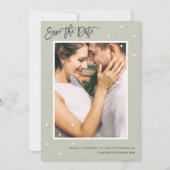 Save The Date Sage simple photo deux avec points Enregistrer la  (Devant)