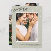 Save The Date Sage simple photo deux avec points Enregistrer la  (Devant / Derrière)