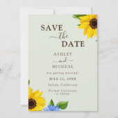 Save The Date Sage Sunflower Mariage Appartement Enregistrer la  (Devant)