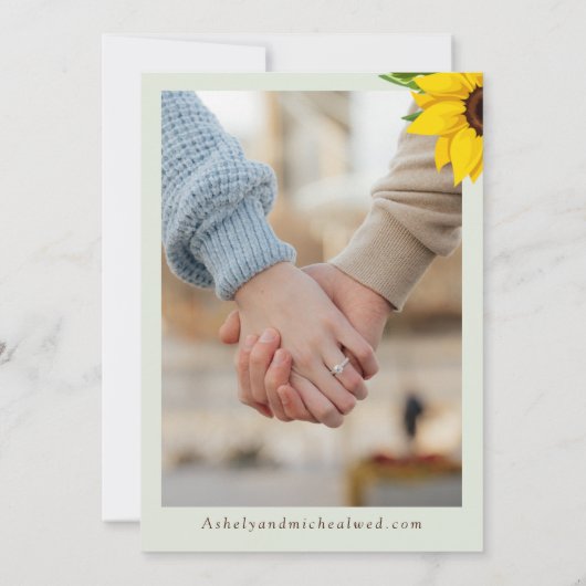 Save The Date Sage Sunflower Mariage Appartement Enregistrer la  (Dos)