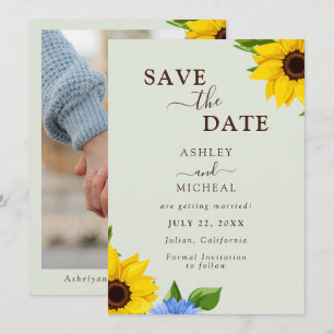 Save The Date Sage Sunflower Mariage Appartement Enregistrer la 