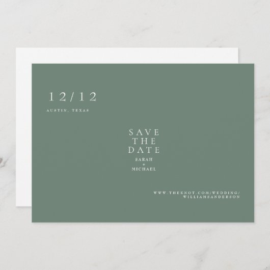 Save The Date Sage Texte simple Mariage seulement Enregistrer la (Devant / Derrière)