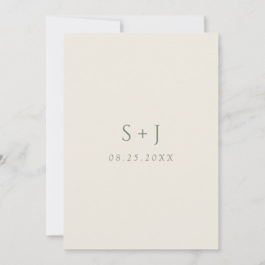 Save The Date Sage Vert Beige Boho Chic Moderne Minimale Mariage (Dos)