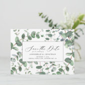 Save The Date Sage vert Eucalyptus feuillage botanique moderne (Debout devant)