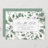Save The Date Sage vert Eucalyptus feuillage botanique moderne (Devant / Derrière)