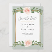 Save The Date Sage Vert Floral Aquarelle Mariage romantique (Devant)