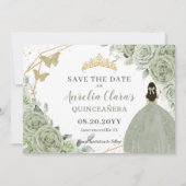 Save The Date Sage Vert Floral Or Quinceanera Sweet sixteen (Devant)