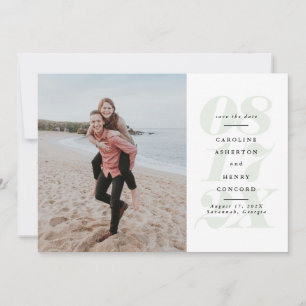 Save The Date Sage vert grand jour photo enregistrer la date