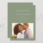 Save The Date Sage vert simple photo moderne enregistrer la date (Devant / Derrière)