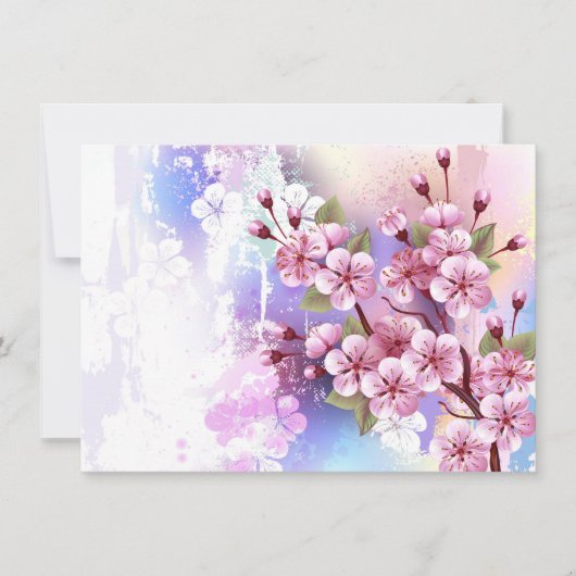 Save The Date Sakura rose sur la peinture Arrière - plan (Devant)