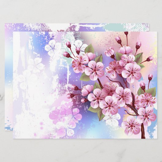 Save The Date Sakura rose sur la peinture Arrière - plan (Devant / Derrière)