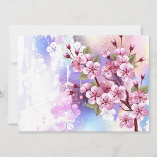 Save The Date Sakura rose sur la peinture Arrière - plan