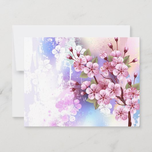 Save The Date Sakura rose sur la peinture Arrière - plan (Devant)