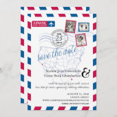 Save The Date San Diego Cancun Airmail Enregistrer La Date (Devant / Derrière)