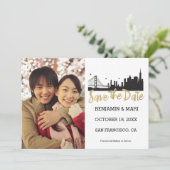 Save The Date San Francisco Skyline Gold Script Enregistrer la d (Debout devant)