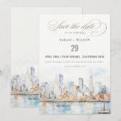 Save The Date San Francisco Watercolor Landscape Wedding (Devant / Derrière)