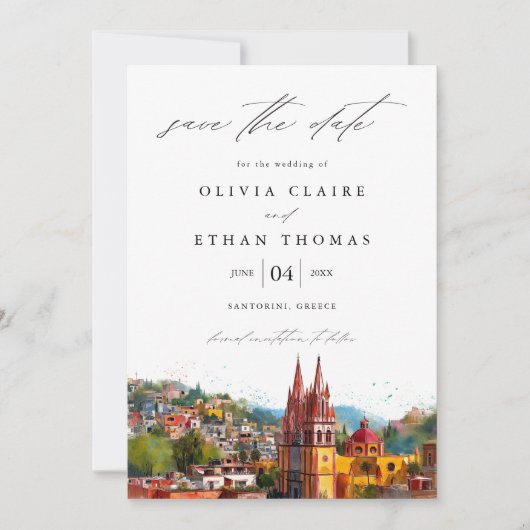 Save The Date San Miguel Aquarelle Destination Mariage (Devant)